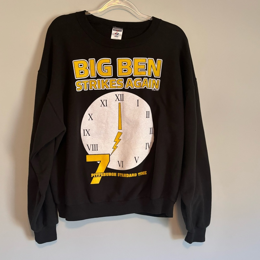 Pittsburgh Steelers Vintage Big Ben Strikes Again Black Gold Sweatshirt sz Large